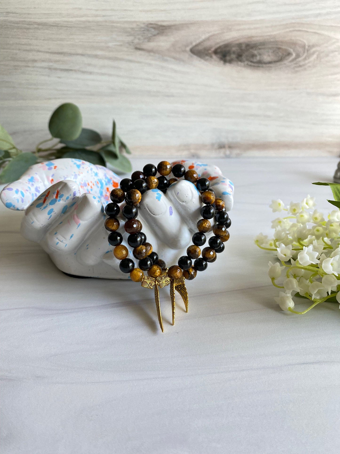 Black Onyx Flatbead Bracelet | Black Onyx Bracelet | Opal7