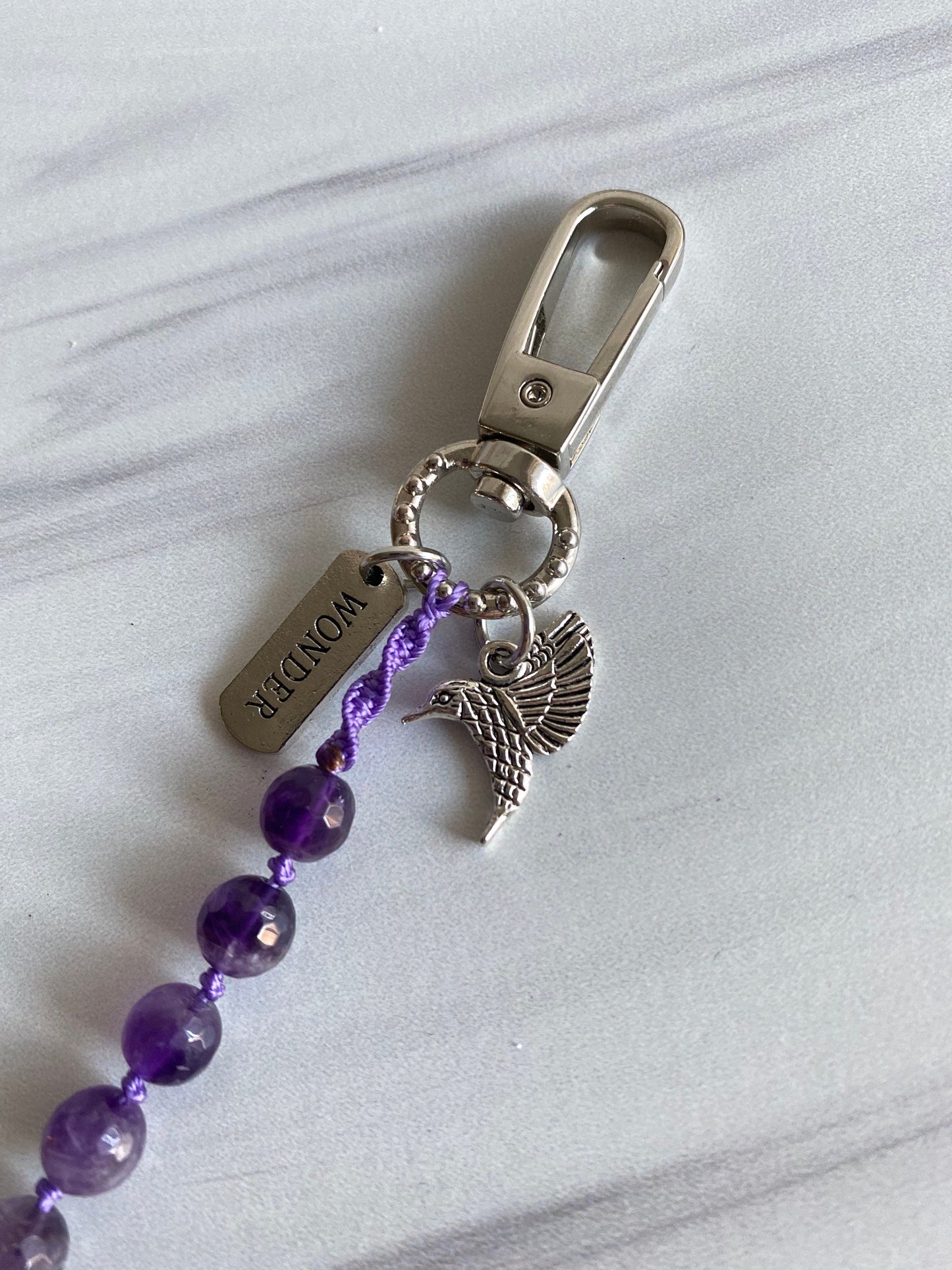 Amethyst Chakra Keychain | Raw Amethyst Keychains | Opal7