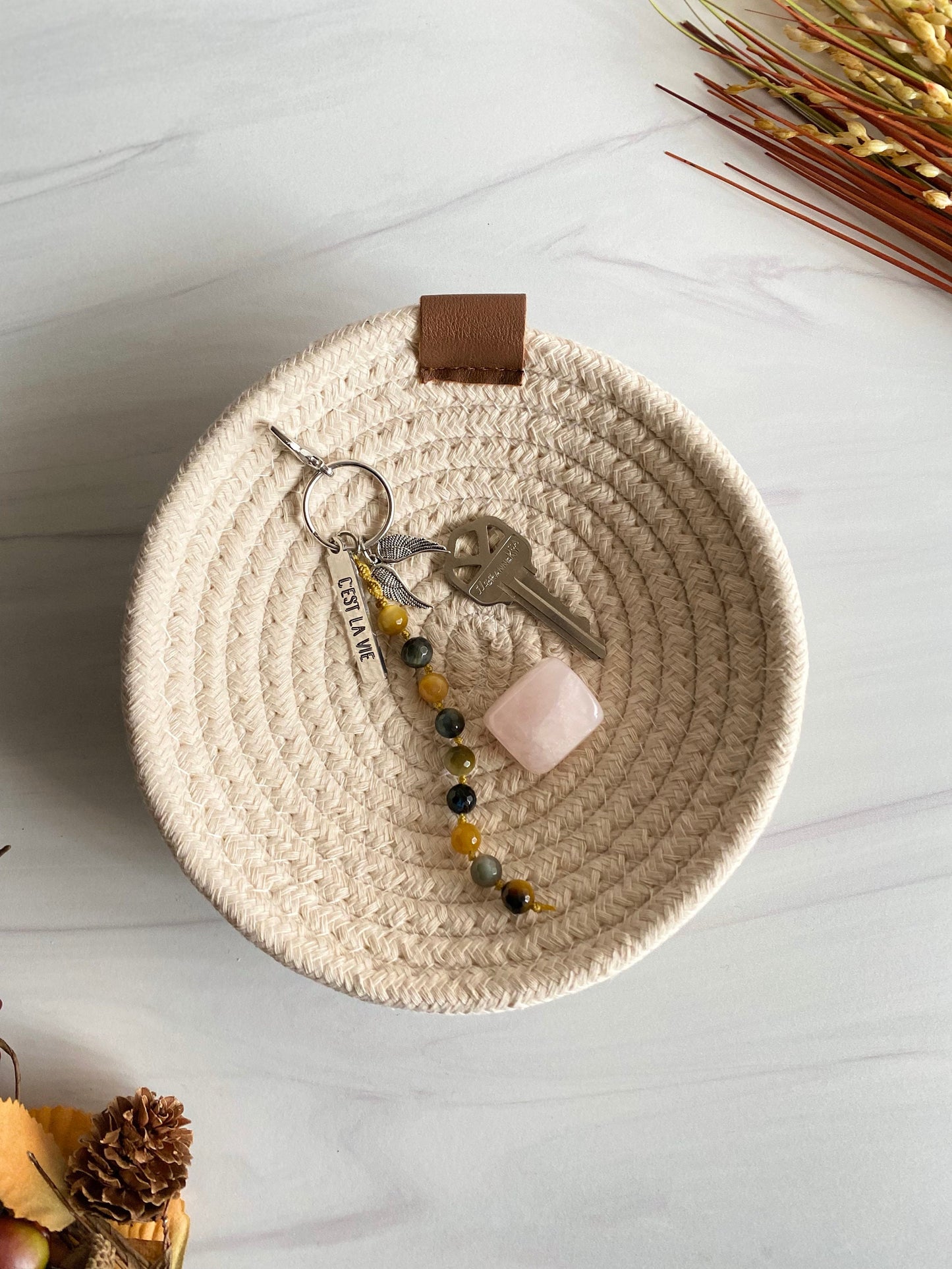 Golden Blue Tiger Keychain | Bag Charm Mala Keychain | Opal7