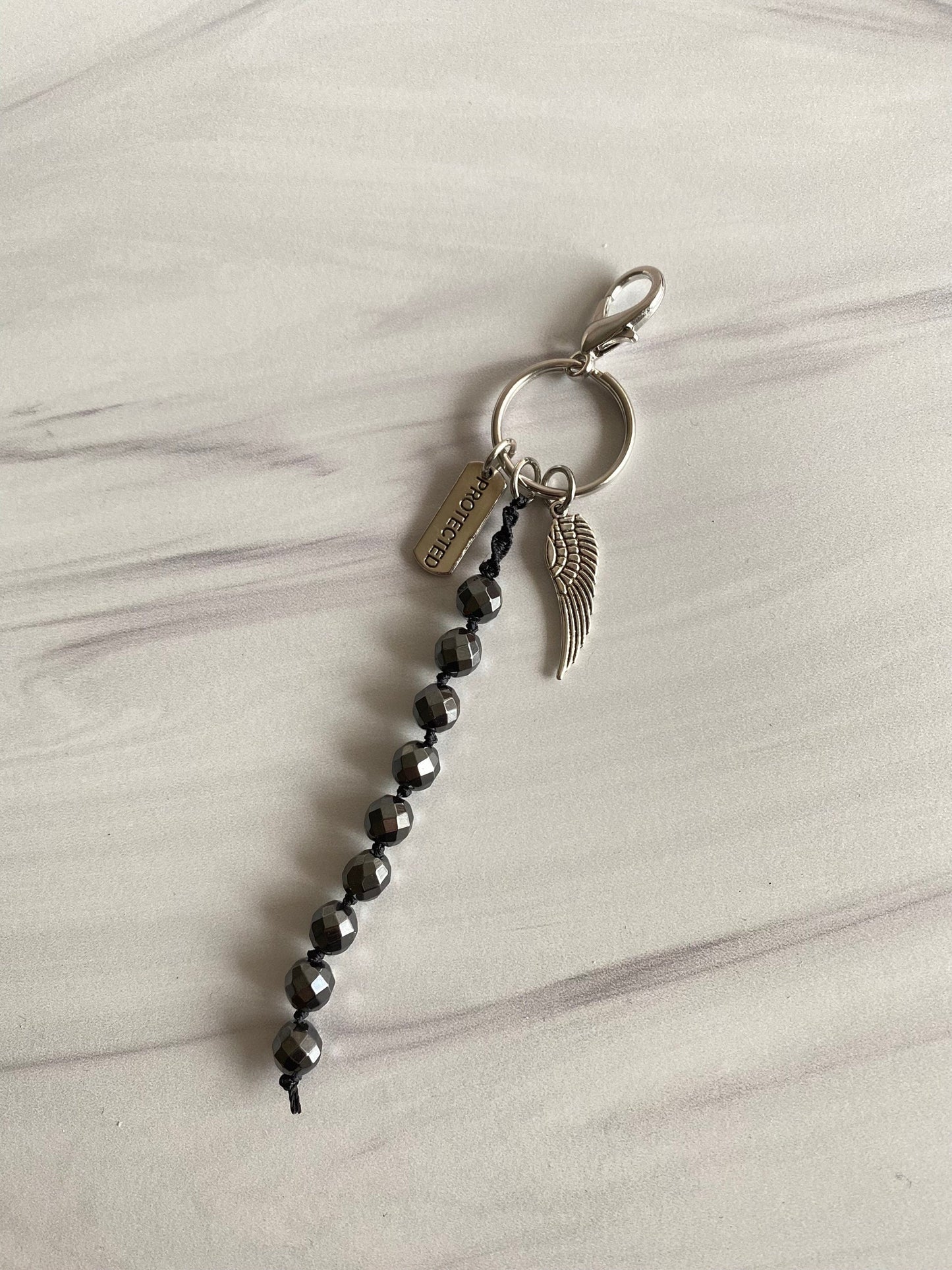 Hematite Mala Keychain | Bag Charm Keychain | Opal7