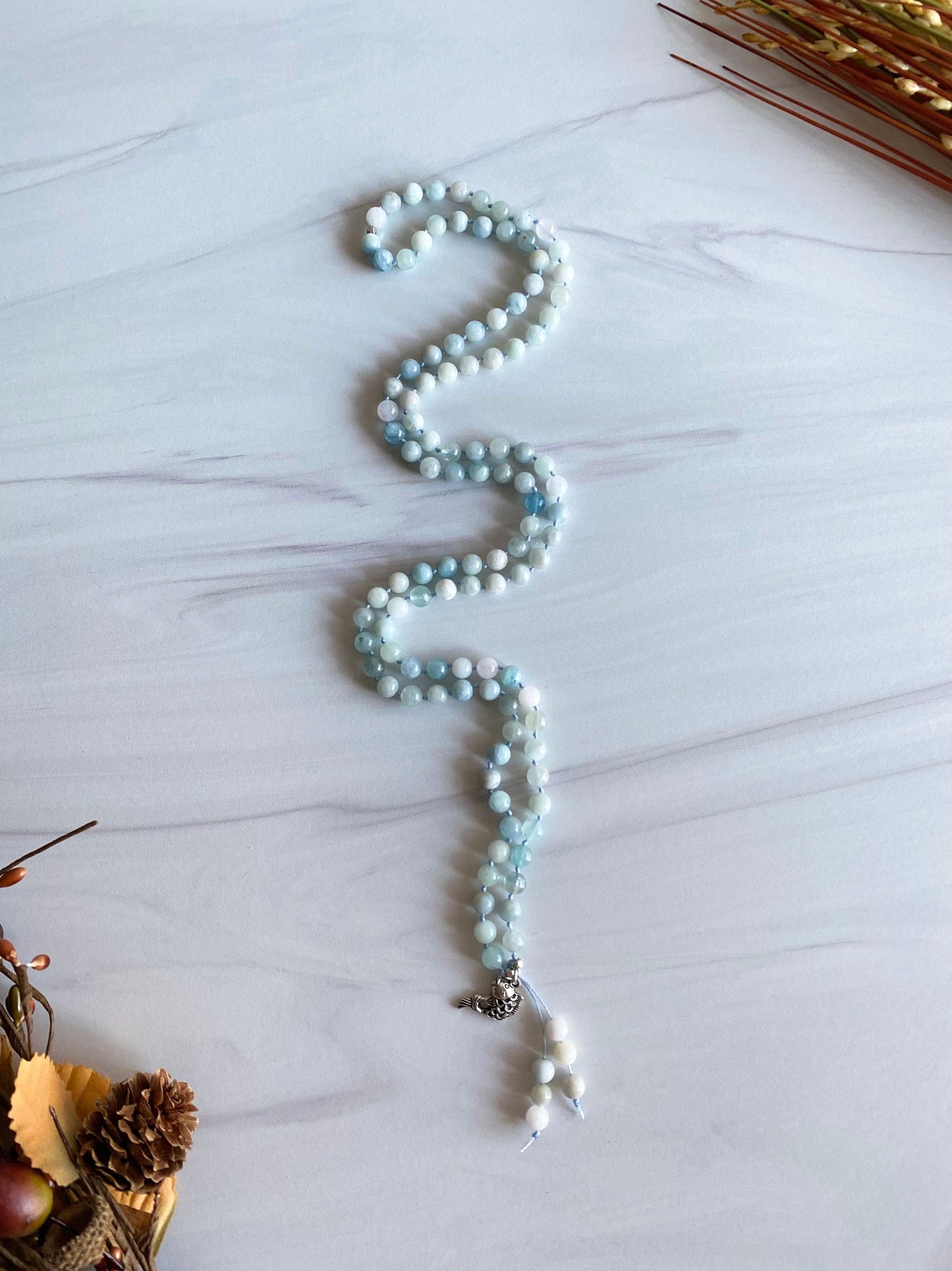 Aquamarine Charm Necklace | Peace Charm Necklace | Opal7