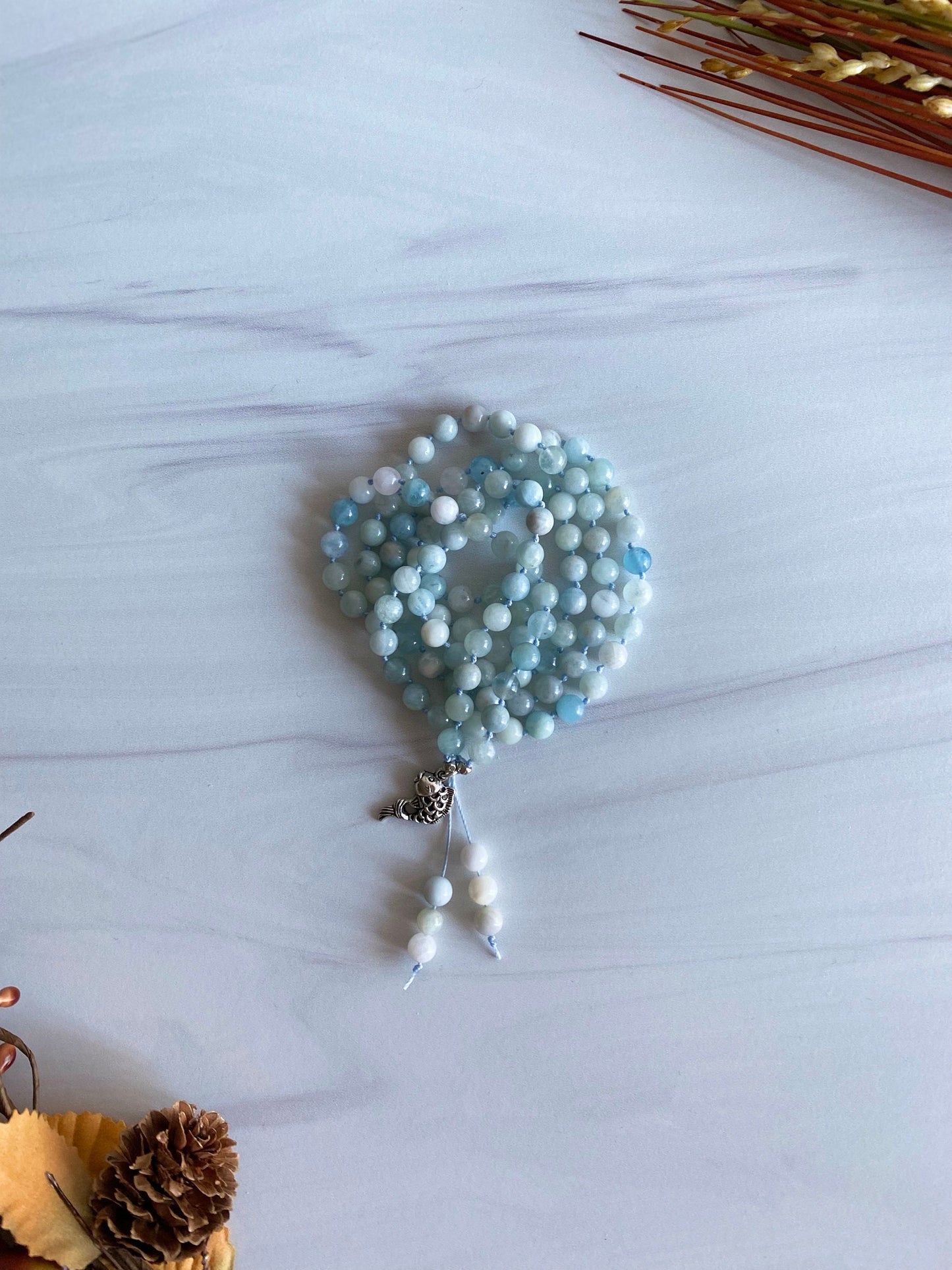 Aquamarine Charm Necklace | Peace Charm Necklace | Opal7