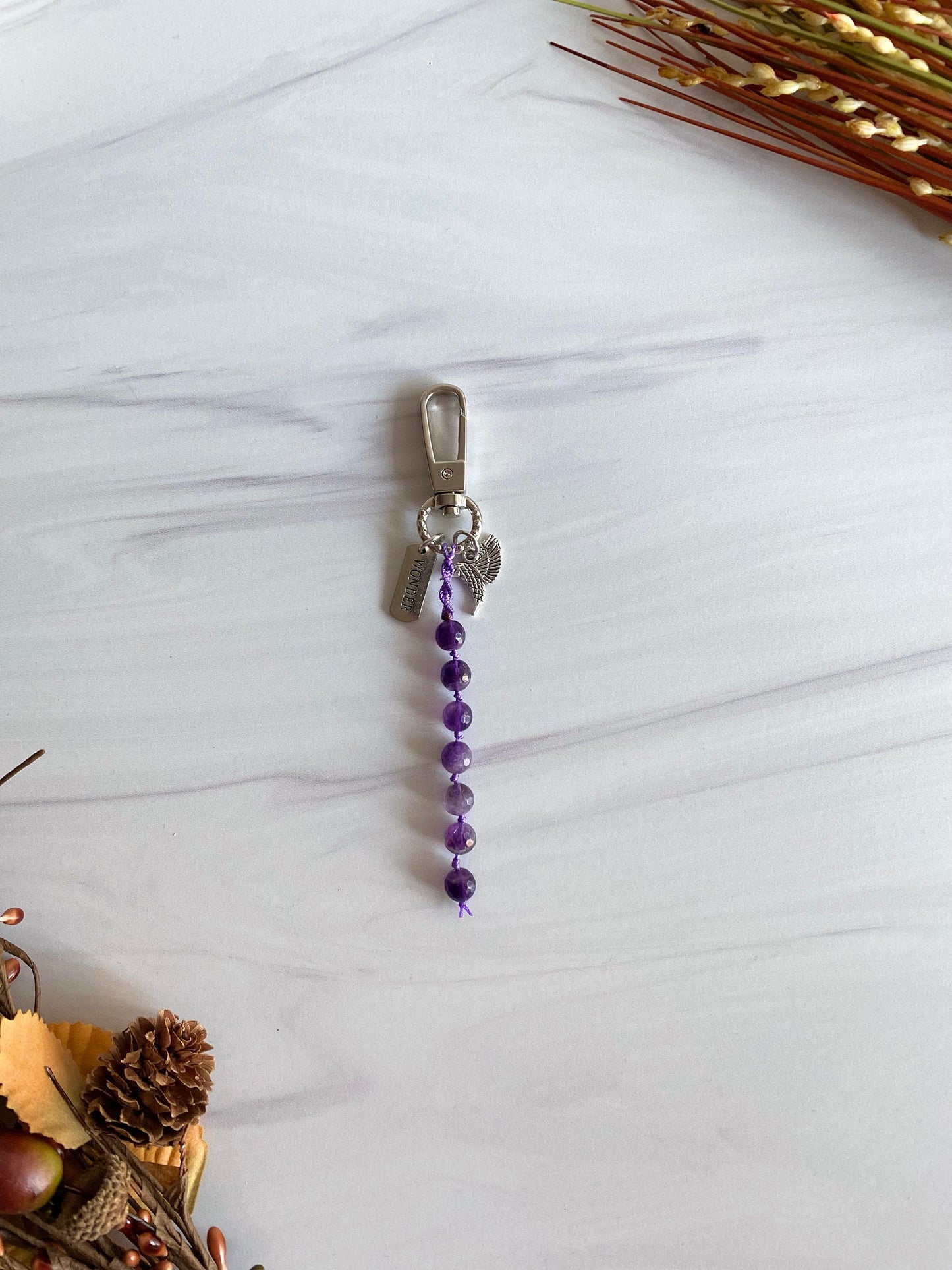 Amethyst Chakra Keychain | Raw Amethyst Keychains | Opal7