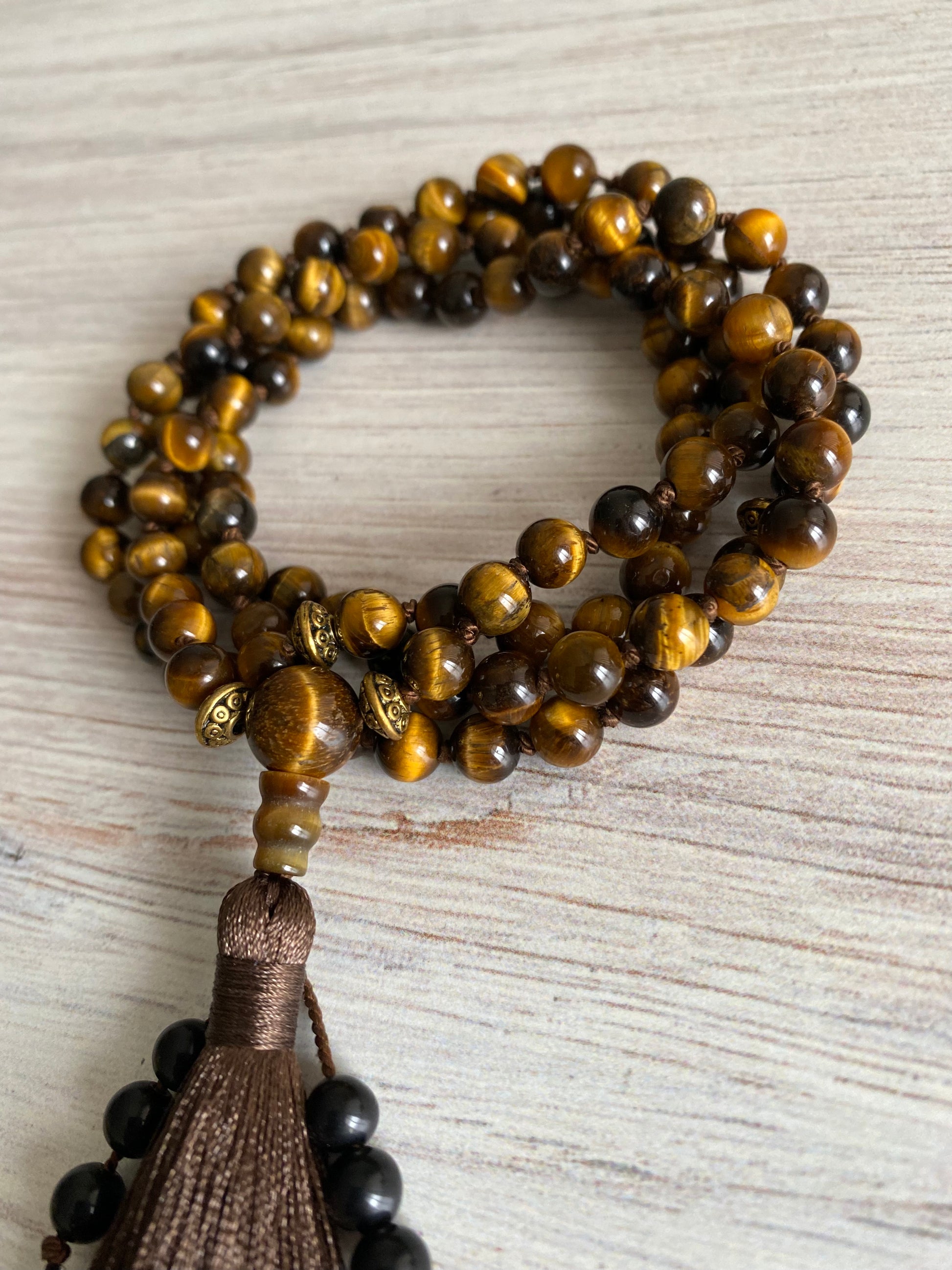 Tiger's Eye Mantra Necklace | Mantra Mala Style Necklace | Opal7