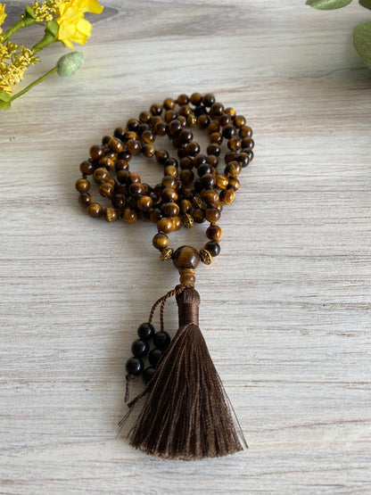 Tiger's Eye Mantra Necklace | Mantra Mala Style Necklace | Opal7