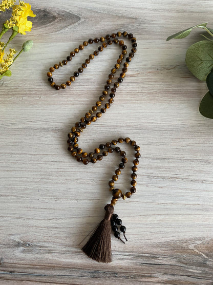 Tiger's Eye Mantra Necklace | Mantra Mala Style Necklace | Opal7