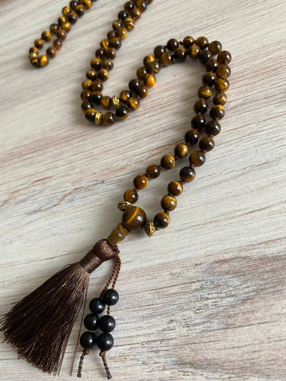 Tiger's Eye Mantra Necklace | Mantra Mala Style Necklace | Opal7