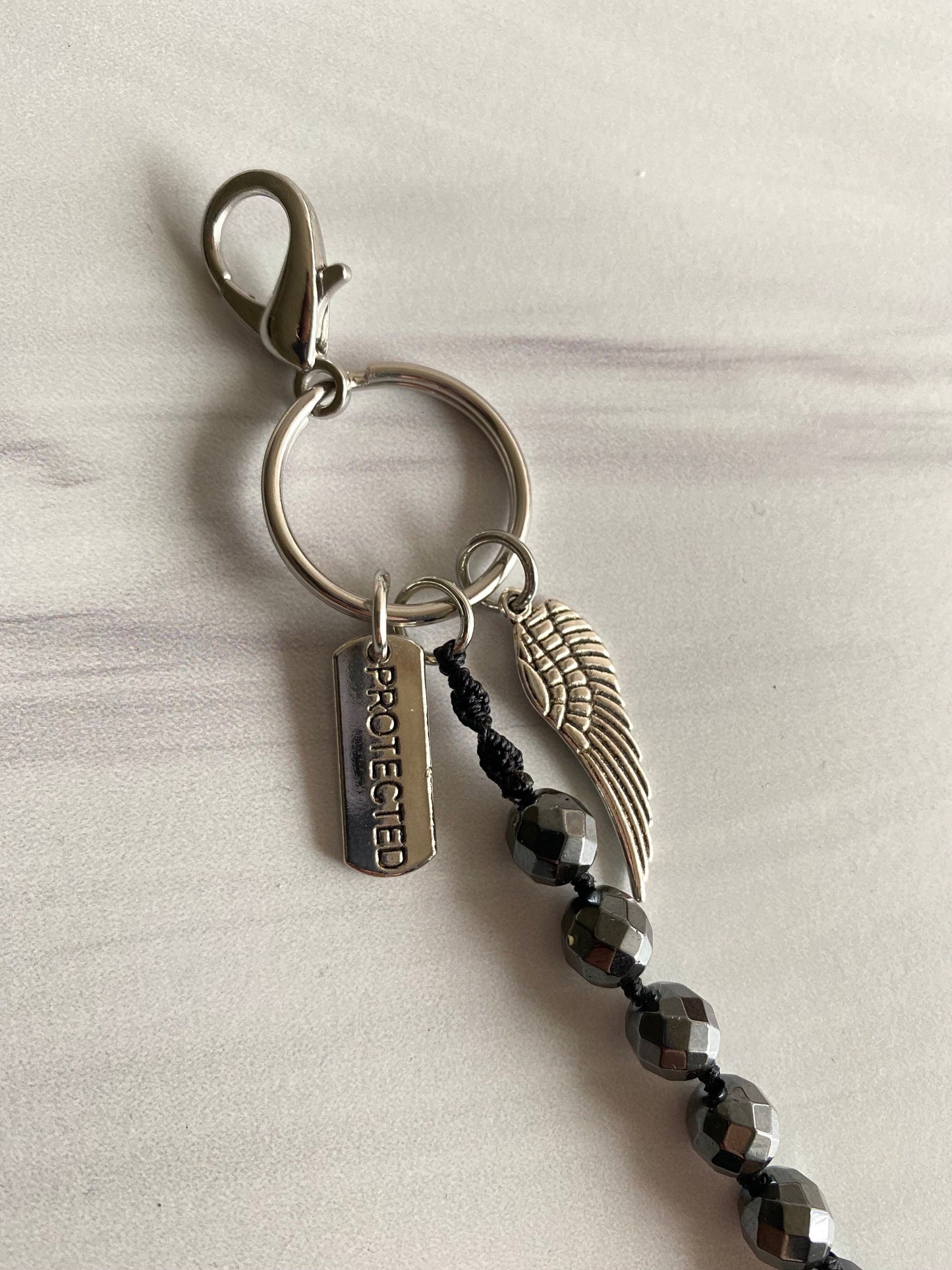 Hematite Mala Keychain | Bag Charm Keychain | Opal7