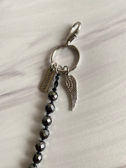 Hematite Mala Keychain | Bag Charm Keychain | Opal7