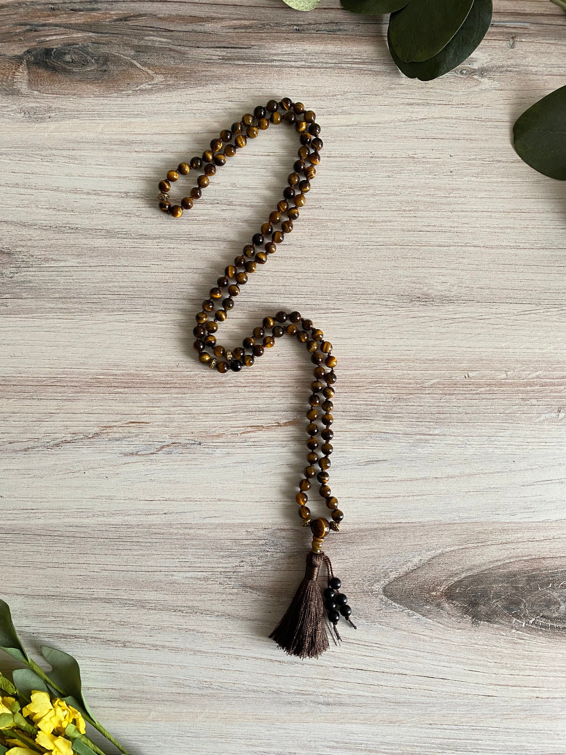 Tiger's Eye Mantra Necklace | Mantra Mala Style Necklace | Opal7