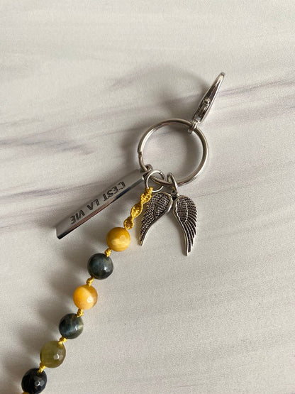 Golden Blue Tiger Keychain | Bag Charm Mala Keychain | Opal7